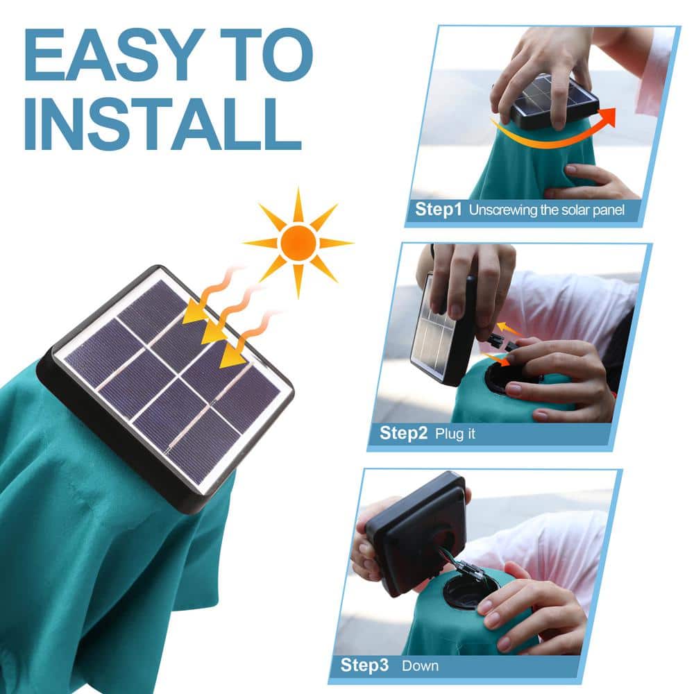 9FT Turquoise Solar LED Patio Umbrella with Tilt and Crank