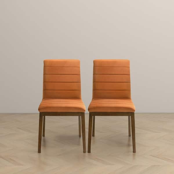 Ashcroft Furniture Co Oakland Burnt Orange Velvet Modern Dining Side Chair Set of 2