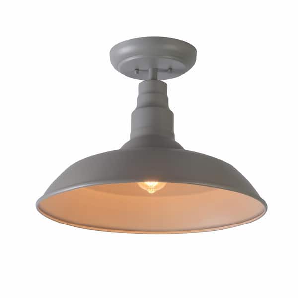 Home Decorators Collection Bell Ridge 18 in. 1-Light Grey Semi-Flush Mount