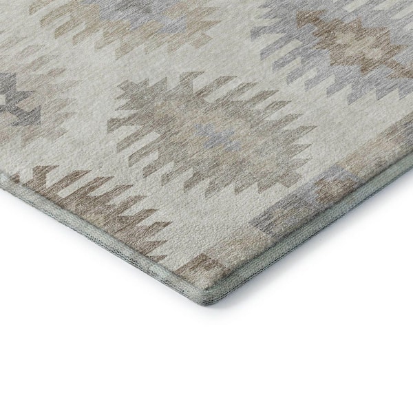 Mayfield Premium Machine Washable Abstract AMF983 Ivory 10 ft. x 14 ft. Area Rug