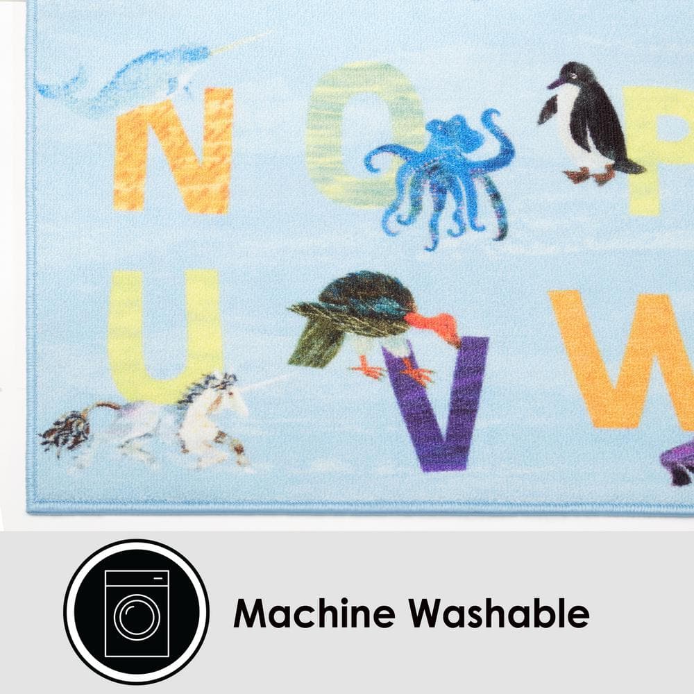 Eric Carle Blue Alphabet Kids Rectangular Nylon Area Rug