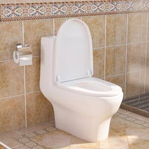 Comfort Height 12 Inch 1-piece 1.2 GPF Dual Flush Elongated Toilet in. Glossy White, Seat Included