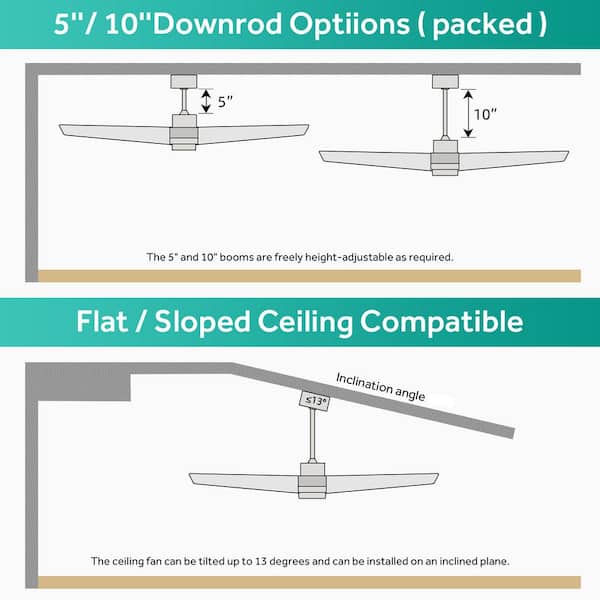 56 in. Integrated LED Brushed Nickel Indoor/Outdoor Ceiling Fan with Solid  Wood Blades and Reversible DC Motor