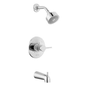 Modern Cylindrical 1-Handle Wall Mount Tub and Shower Trim Kit in Chrome (Valve Not Included)