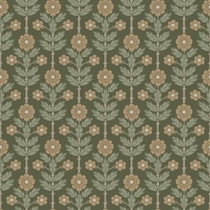 Aya Green Floral Wallpaper Sample