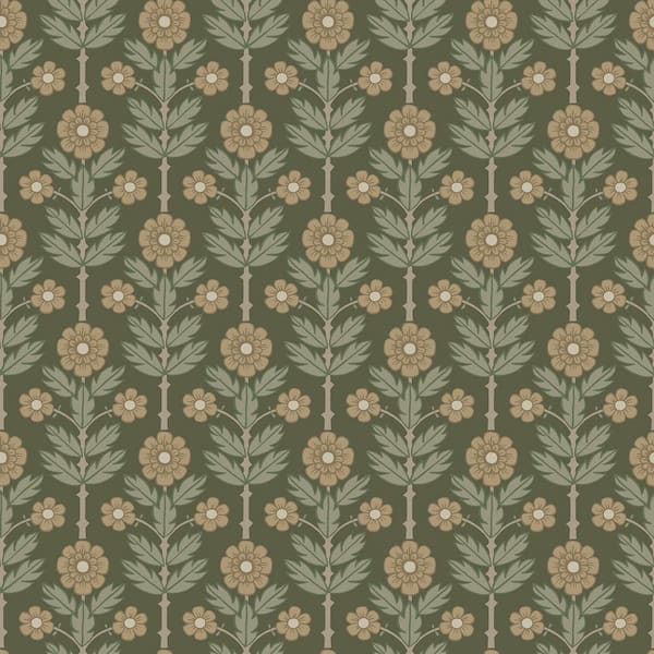 A-Street Prints Aya Green Floral Wallpaper Sample