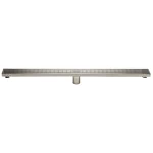 Zekoo Linear Shower Drain 12 inch Brushed Nickel 304 Stainless Steel Floor for Bathroom Rectangular with Grate Removable at MechanicSurplus.com 12in