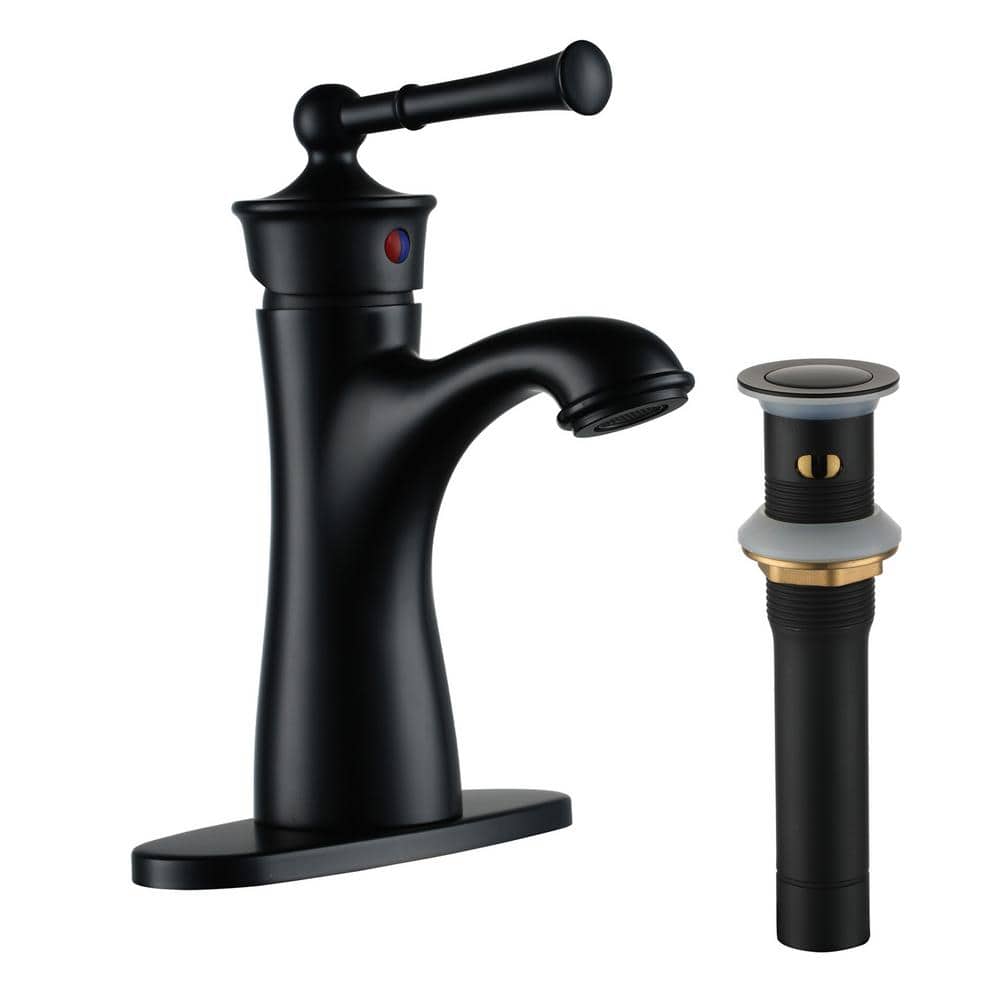 1.2 GPM Single Handle Single Hole Bathroom Faucet with Deckplate Included a