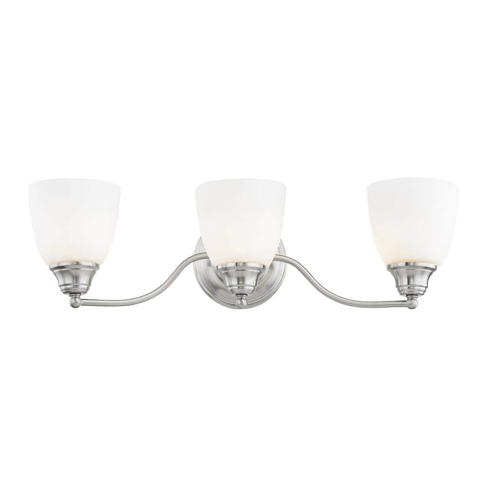 Somerville Brushed Nickel 3-Light Vanity with Satin Opal Glass