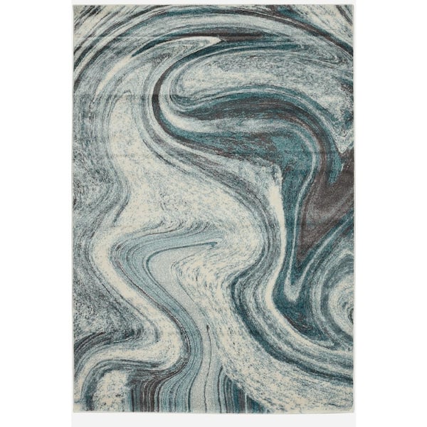 MILLERTON HOME Arte Teal 10 ft. x 13 ft. Watercolor Modern Area Rug