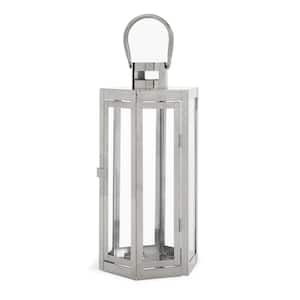 Brianna 6.5 in. x 16 in. Silver Stainless Steel Outdoor Patio Lantern
