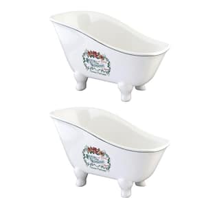 Slipper Bathtub Countertop Soap Dish in White (2-pieces)