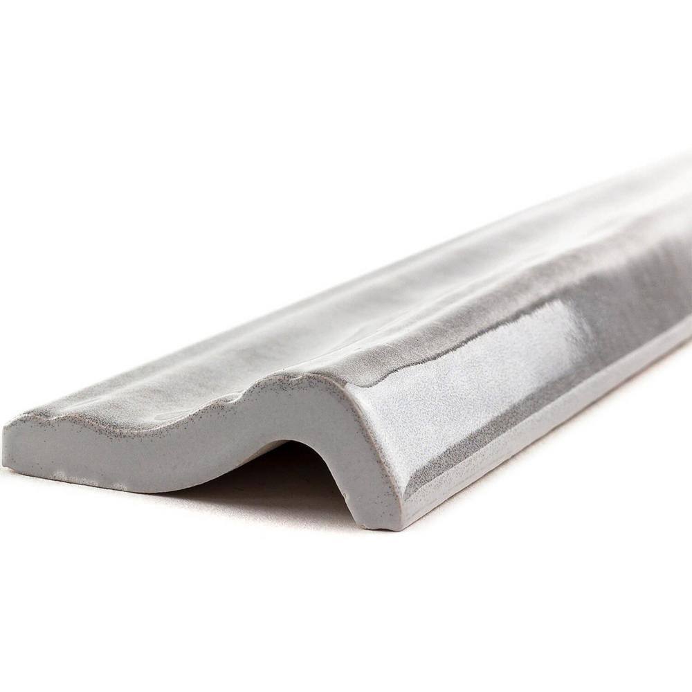 Moze Gray Polished Ceramic Bullnose Tile Trim 3x12