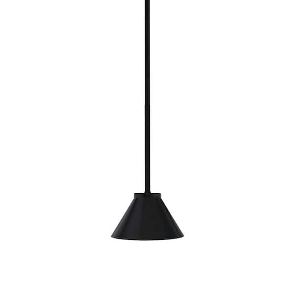 Unbranded Elonia 100-Watt 1 Light Matte Black Stem Mini Pendant Light with 7 in. Matte Black Cone Metal Shade