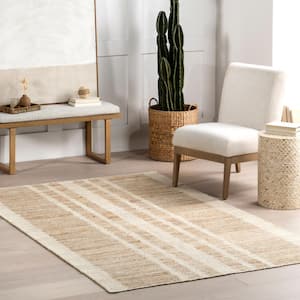 Ashtyn Vertical Striped Jute Natural 5 ft. x 8 ft. Area Rug