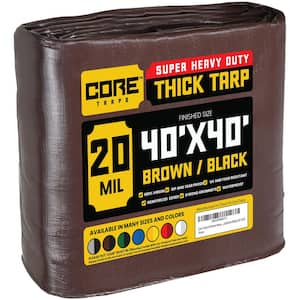 40 ft. x 40 ft. Brown/Black 20 Mil Heavy Duty Polyethylene Tarp, Waterproof, UV Resistant, Rip and Tear Proof