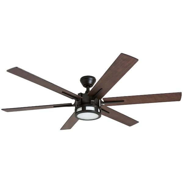 Kaliza 56 in. Expresso Bronze Downrod/Angle Mount Standard LED Indoor Ceiling Fan with Remote Control