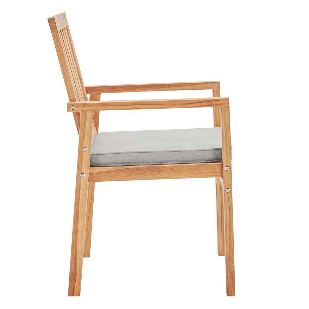 MODWAY Farmstay Natural Teak Wood Outdoor Dining Chair with Taupe