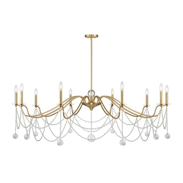 Mariposa 10-Light Warm Brass Chandelier with Crystals