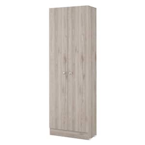 Lindon 5-Shelf Gray MDF Mid-Century Modern Pantry Storage Cabinet