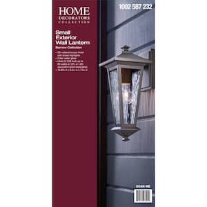 15.62 in. 1-Light Oil Rubbed Bronze with Gold Highlights Outdoor 6.5 in. Wall Lantern Sconce with Clear Water Glass