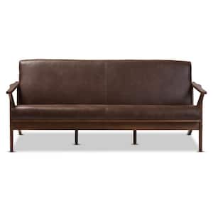 Bianca 72.1 in. Dark Brown Fabric 4-Seater Cabriole Sofa with Wood Frame