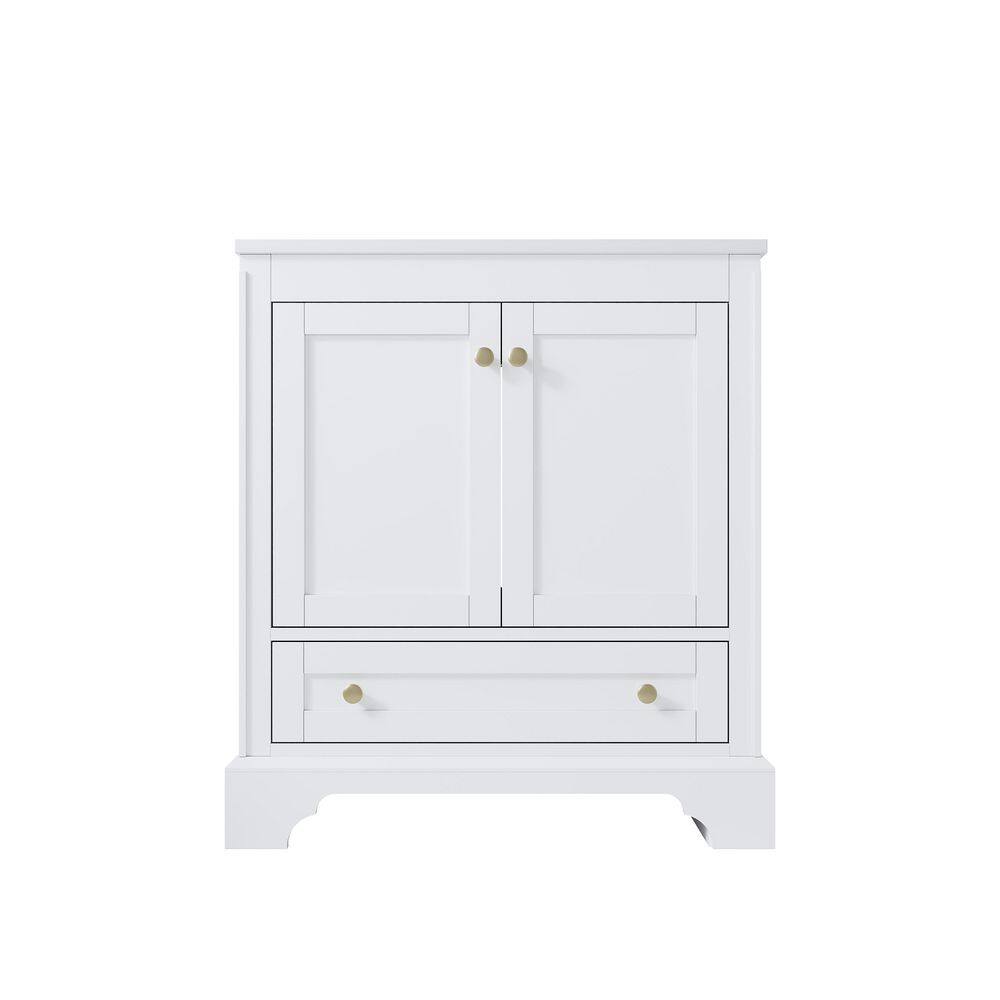 Modern 30 in. Solid Wood Single Sink Freestanding White Bath Vanity with White Ceramic Top price history on PriceWatchPro