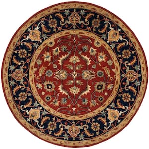 Royalty Rust/Navy 7 ft. x 7 ft. Round Border Area Rug