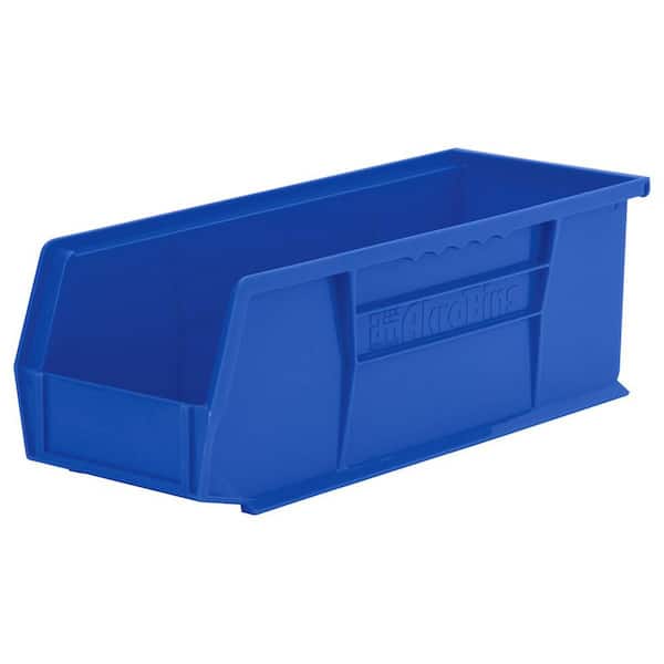 30234 Plastic Stackable Storage Bins 14-3/4 in. x 5-1/2 in. x 5 in. Blue, 12-pack