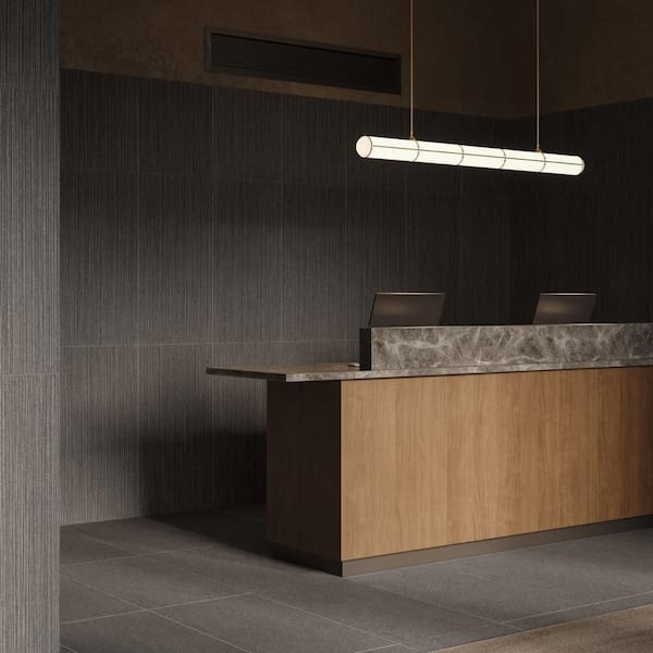 Vitaria Pleated Mocha Gray 4 in. x 0.35 in. Textured Matte Porcelain Wall Tile Sample
