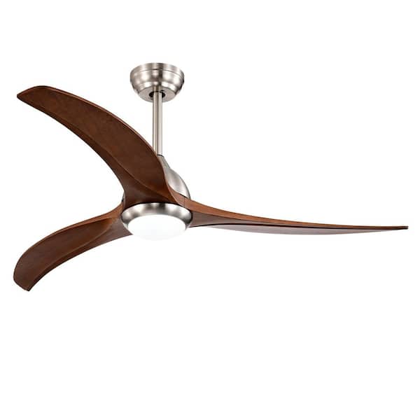 Nestfair 52 in. Indoor Stain Nickel and Walnut Ceiling Fan Noiseless Reversible Motor with Lights Remote Control