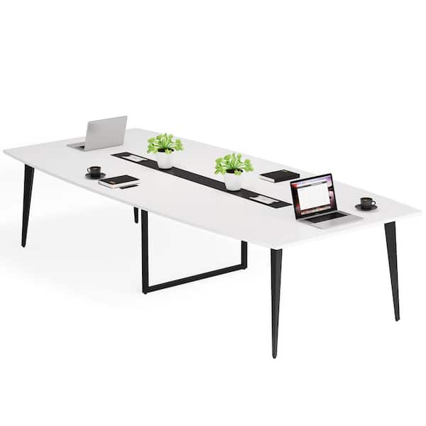 Capen 94.4 in Rectangular White Wood Computer Desk Conference Table Meeting Seminar Table