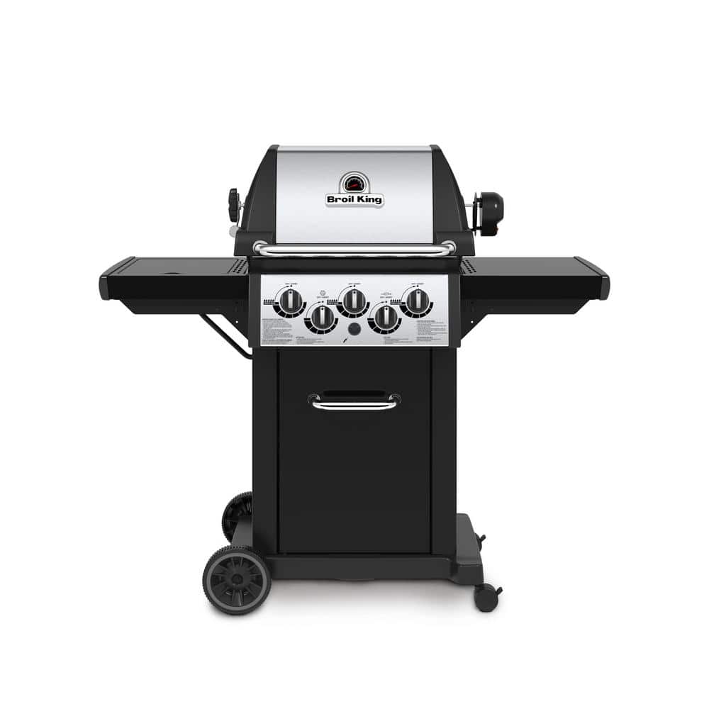 Monarch 390 3-Burner Propane Gas Grill in Black with Side Burner and Rear Rotisserie Burner
