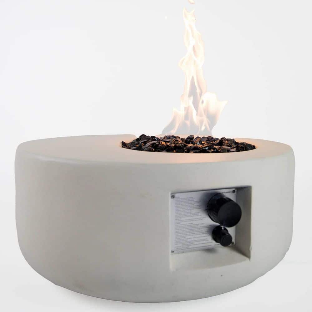 26 Inch White Round MGO Propane Fire Pit Table