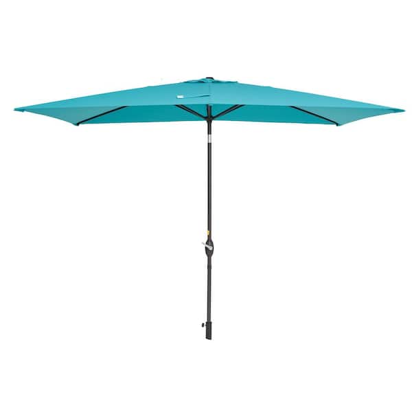 Unbranded 10 ft. x 7 ft. Aluminum Market Patio Umbrella in Lake Blue