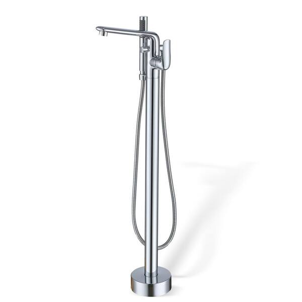 Unbranded Single-Handle Freestanding Tub Faucet with Handheld Shower in Chrome Plated