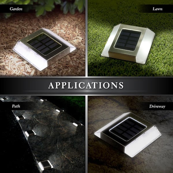 Stainless Steel Integrated 2-LED Solar Deck and Path Light (2-Pack)