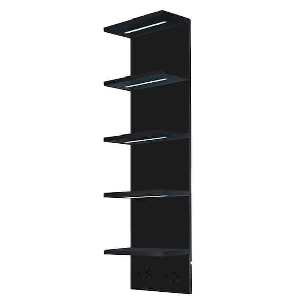 LED Light Display Shelf, 11.75 in. W x 7 in. D Black MDF Decorative Wall Shelf, Wall Mounted Column Utility Shelving