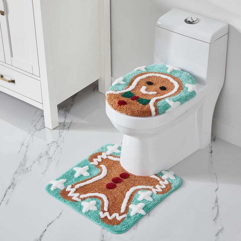 VCNY Home Gingerbread Man Multi-colored Tufted Square 2 Piece Rug Set ...