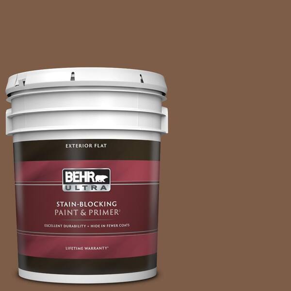 BEHR ULTRA 5 gal. #BXC-65 Outback Brown Flat Exterior Paint & Primer