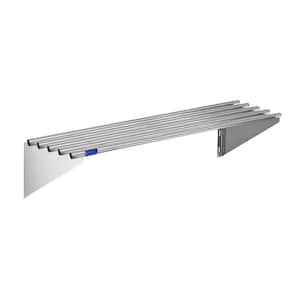 18 in. W x 60 in. D Stainless Steel Tubular Wall Shelf, Kitchen, Restaurant, Garage, Decorative Wall Shelf with Brackets