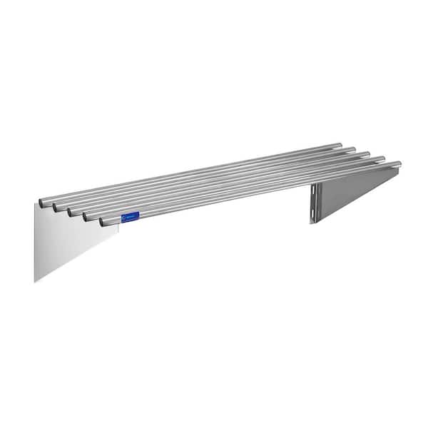 AMGOOD 18 in. W x 60 in. D Stainless Steel Tubular Wall Shelf, Kitchen, Restaurant, Garage, Decorative Wall Shelf with Brackets