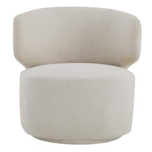 Benjamin Cream Fabric Modern Swivel Accent Chairs Upholstered Barrel Side Chair for Living Room or Bedroom