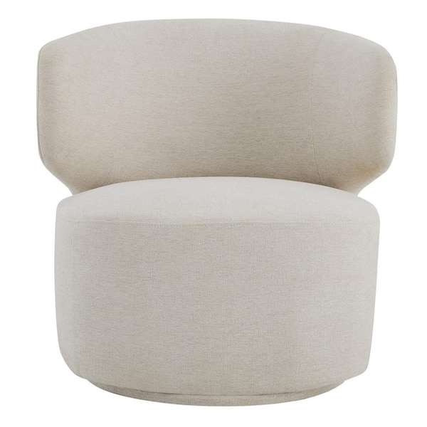 Spruce & Spring Benjamin Cream Fabric Modern Swivel Accent Chairs Upholstered Barrel Side Chair for Living Room or Bedroom