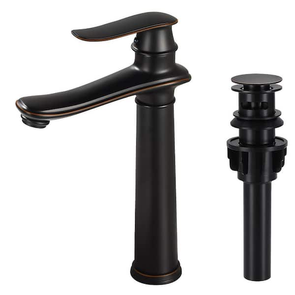 Single Handle Bathroom Vessel Sink Faucet Waterfall Bathroom Sink Faucet with Pop-up Drain in Oil Rubbed Bronze