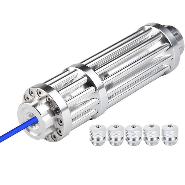 High Power Blue Flashlight Long Range Powerful Light Rechargeable w/ Adjustable Focus Compact Design for Camping Hiking
