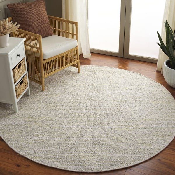 Renewal 6 ft. x 6 ft. Light Green/Ivory Abstract Striped Round Area Rug