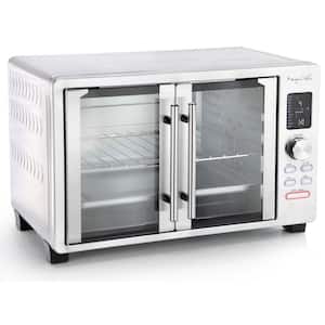 MegaChef 30 Liter Stainless Steel Digital French Door Multi-Function Electric Convection Toaster Oven with Rotisserie