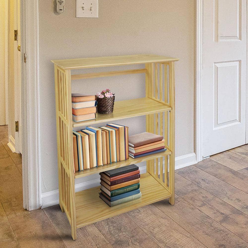 Soho Natural Brown 4-Shelf Solid Wood Folding Bookcase
