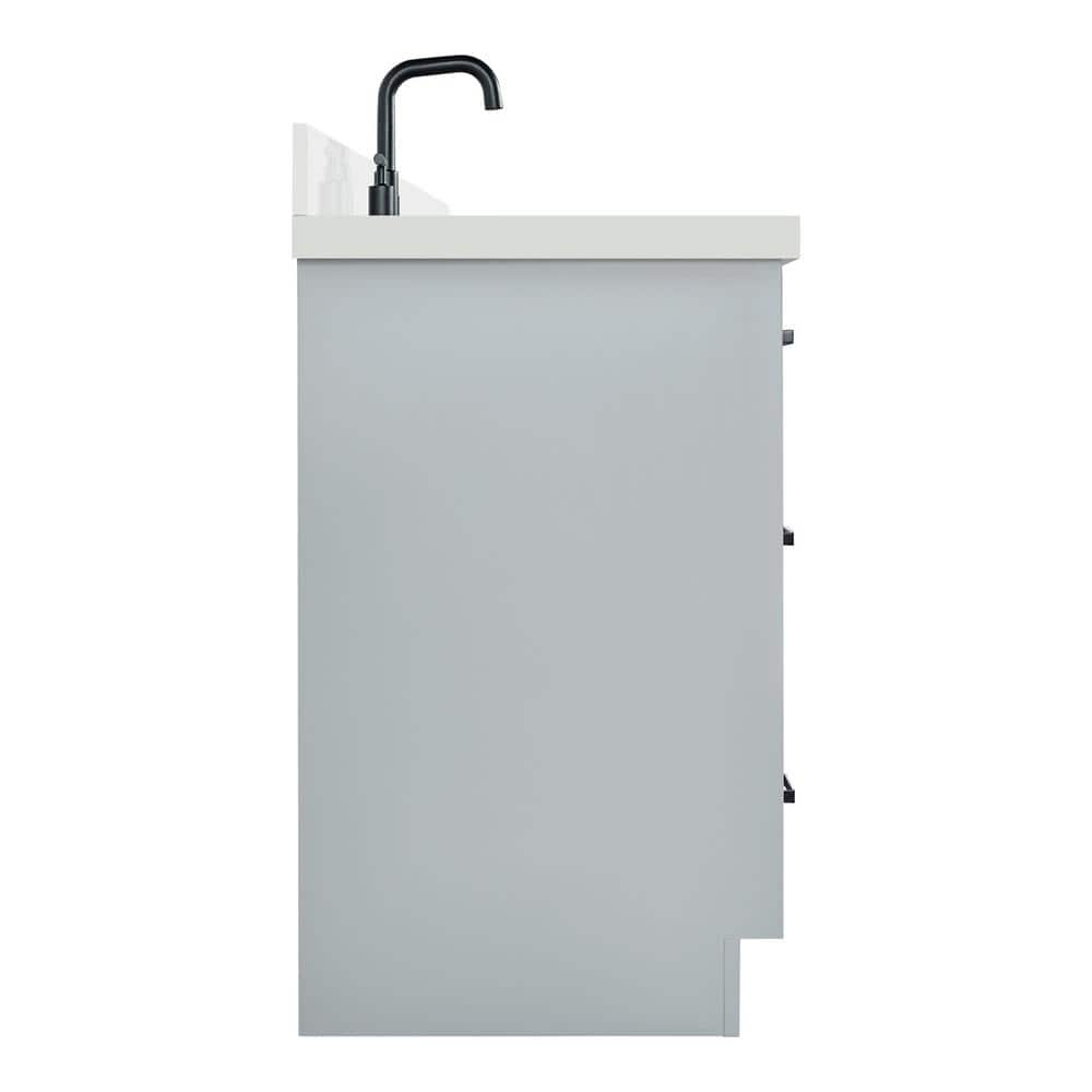 Kelly 43" Light Gray Wood Single Vanity with White Quartz Top